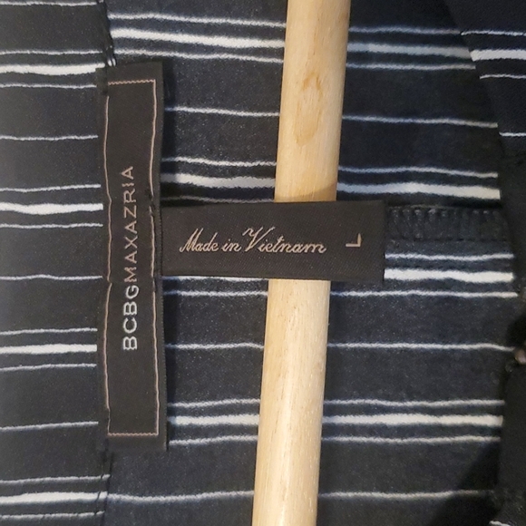BCBGMazAzria Black Sketchy Stripe Short Sleeve Mini Shift Dress L - Picture 5 of 8